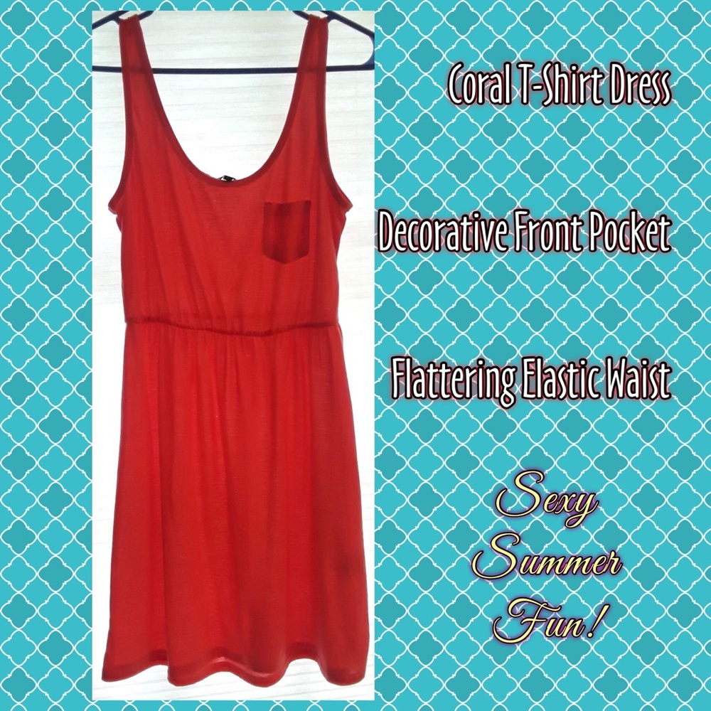 Cute Coral Sleeveless Dress